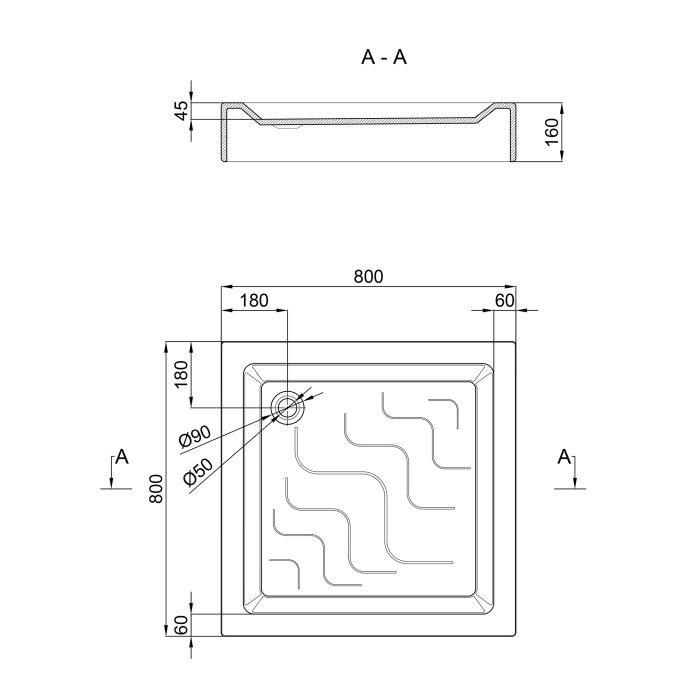Душовий піддон Lidz Mazur ST80x80x16