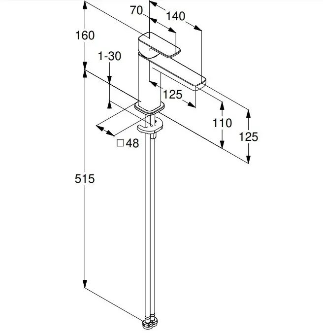 Змішувач для умивальника 110 Renon DN 15 422823975 чорний matt Kludi