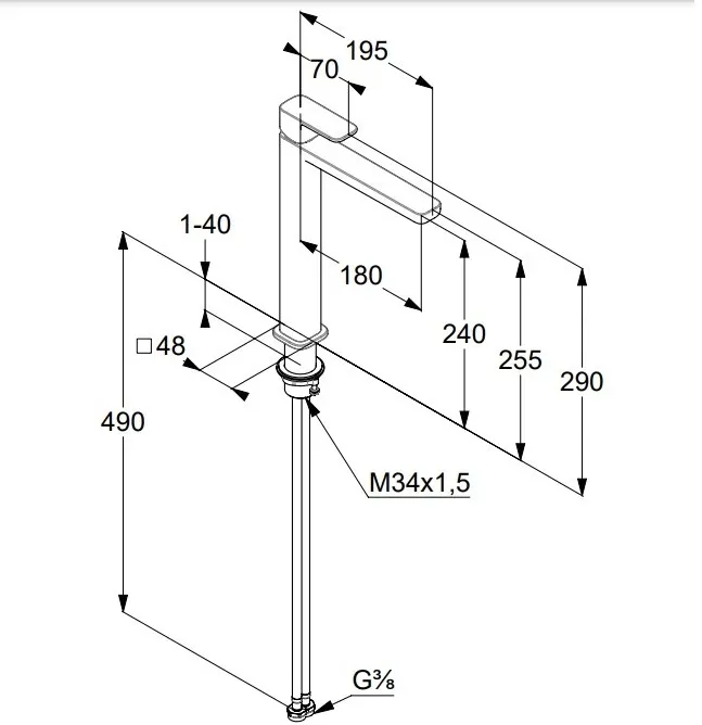 Змішувач для умивальника Renon 240 DN 15 422983975 чорний Kludi