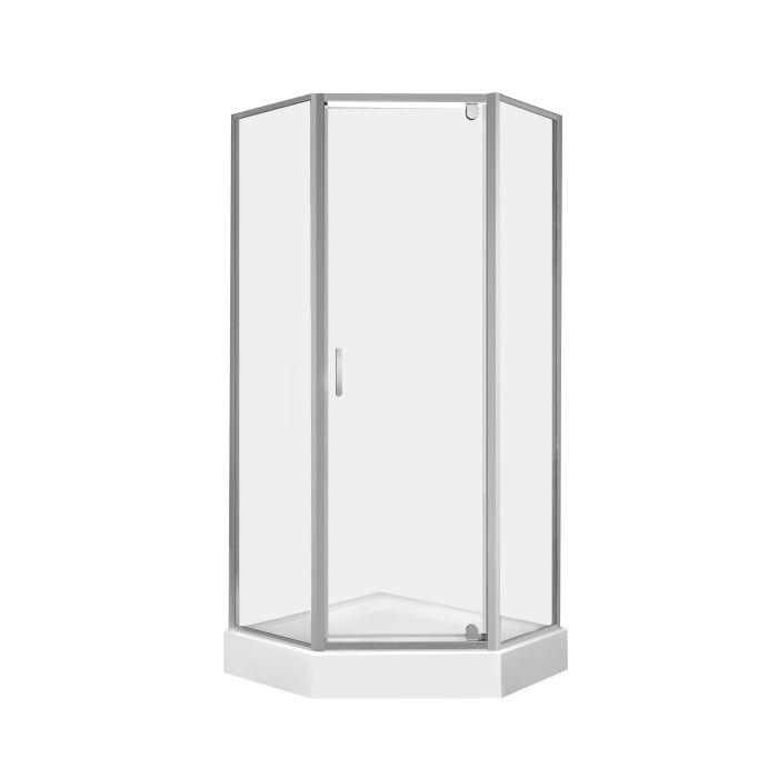 Набор Qtap душевая кабина Leo CRM10995-AC6 Clear 2020x900x900 мм+поддон Diamond 309912 90x90x12 см с сифоном