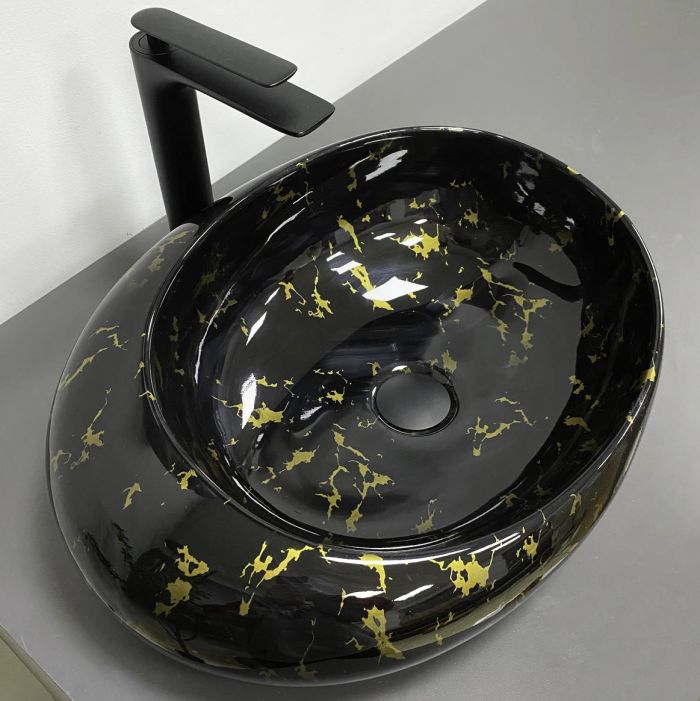 Умывальник VBI RICCIA BLACK MARMO GLOSSY накладной