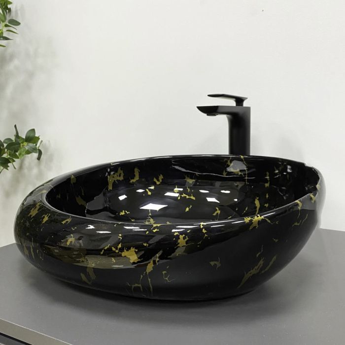 Умывальник VBI RICCIA BLACK MARMO GLOSSY накладной