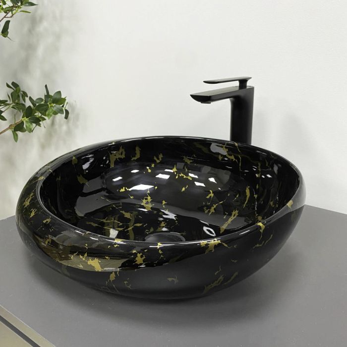 Умывальник VBI RICCIA BLACK MARMO GLOSSY накладной