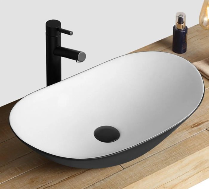 Умывальник REA ROYAL BLACK WHITE накладной