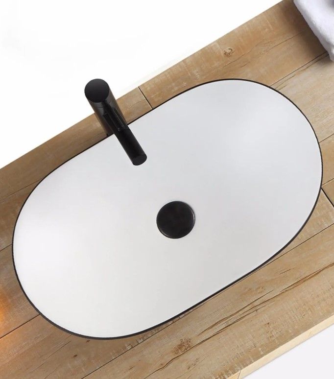 Умывальник REA ROYAL BLACK WHITE накладной