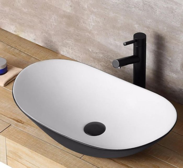 Умывальник REA ROYAL BLACK WHITE накладной