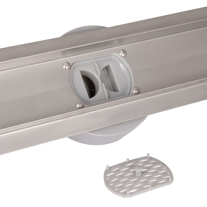 Трап із нержавіючої сталі Qtap Scorpio Tile700 лінійний під плитку (поворотний сифон/сухий затвор)