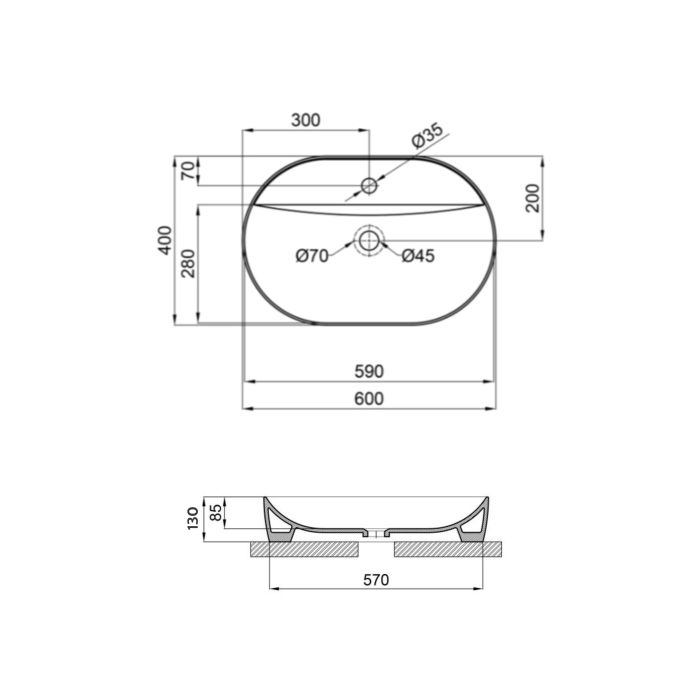 Раковина Qtap Scorpio 600x400x130 White QT14118045W