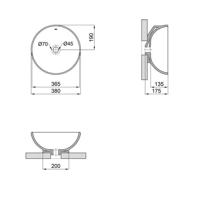 Раковина Qtap Robin 383х383х175 White QT1311L408WN