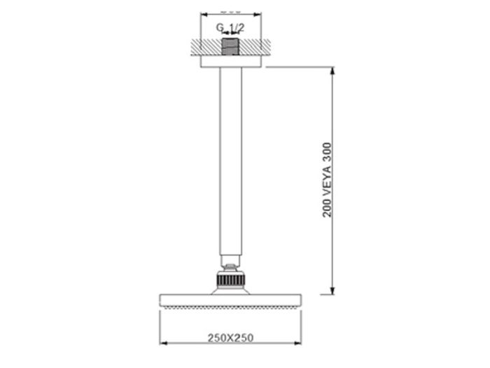 Верхній душ із стельовим кронштейном NEWARC Corner