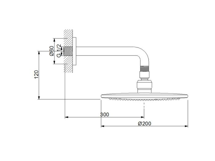 Верхній душ із настінним кронштейном NEWARC Premium