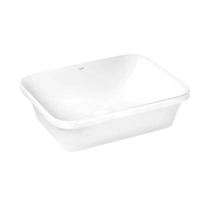 Раковина прямоугольная врезная 500х380х145 мм White + Донный клапан PU02