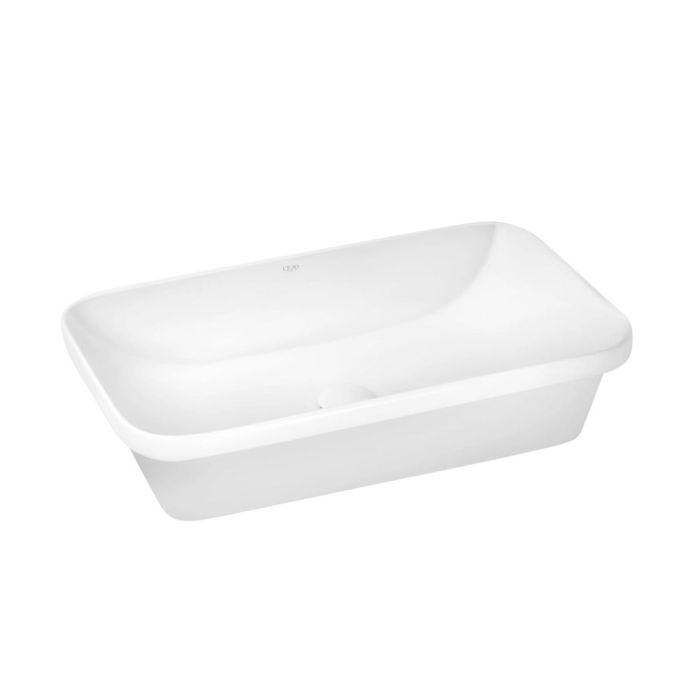 Раковина врезная прямоугольная 610х380х150 мм White + Донный клапан PU02