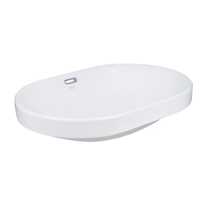 Раковина врезная овальная 590x400x170 мм White + Донный клапан PU02O