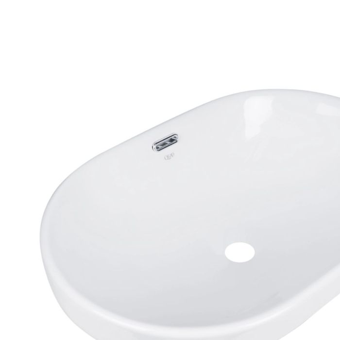 Раковина врезная овальная 590x400x170 мм White + Донный клапан PU02O