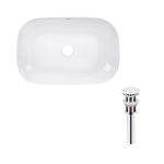 Раковина накладная прямоугольная 610x400x145 мм White + Донный клапан PU02