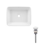 Раковина накладная прямоугольная 475х370х140 мм White + Донный клапан PU02