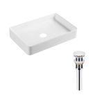 Раковина накладная прямоугольная 600x405x110 мм WHITE + Донный клапан PU02