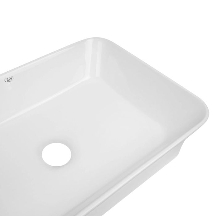 Раковина накладная прямоугольная 490х350х110 мм White + Донный клапан PU02