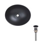 Раковина накладная овальная 410x335x145 мм Matt Black + Донный клапан PU03