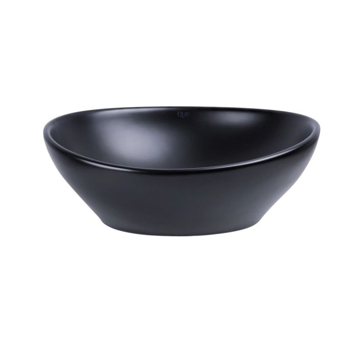 Раковина накладная овальная 410x335x145 мм Matt Black + Донный клапан PU03