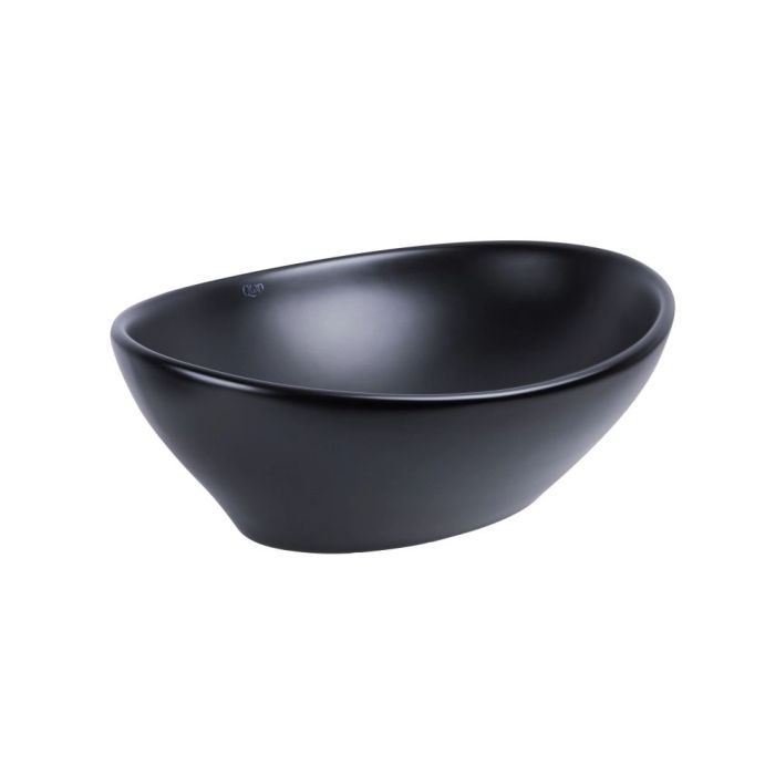 Раковина накладная овальная 410x335x145 мм Matt Black + Донный клапан PU03