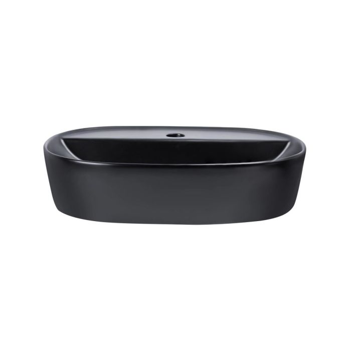 Раковина накладная овальная 505x385x120 мм Matt Black + Донный клапан PU03