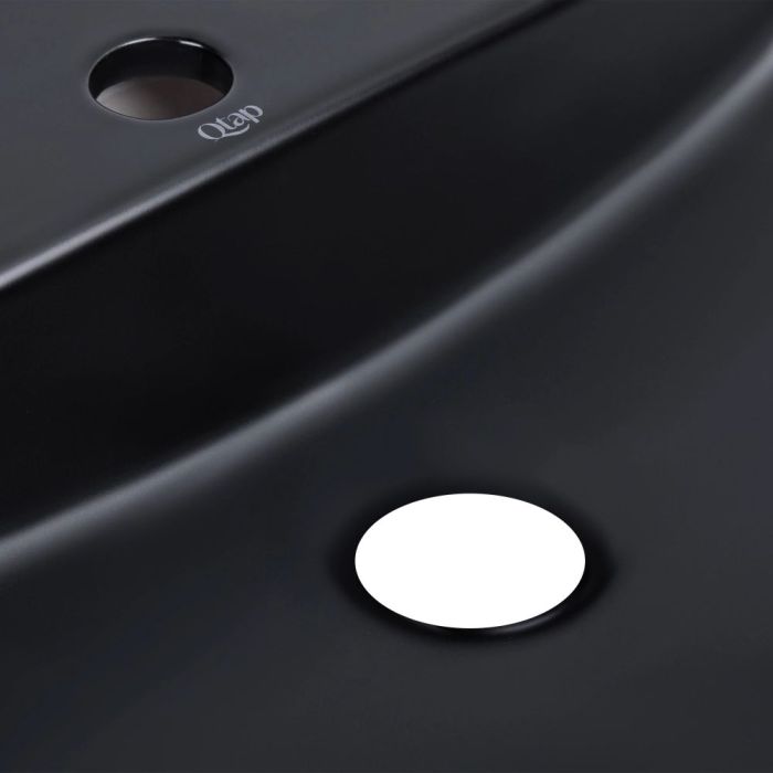 Раковина накладная овальная 505x385x120 мм Matt Black + Донный клапан PU03