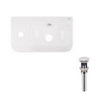 Раковина подвесная прямоугольная левая 450х260х155 мм White + Донный клапан PU02O