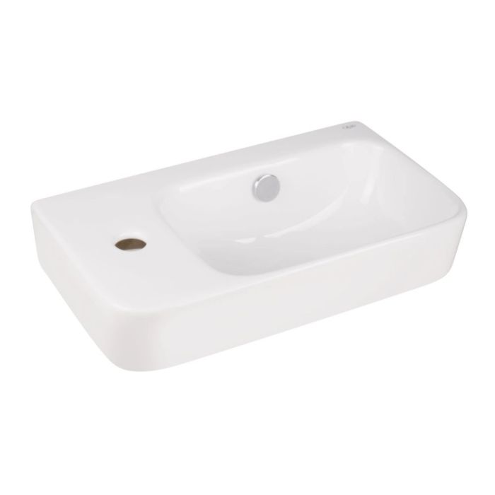 Раковина подвесная прямоугольная левая 450х260х155 мм White + Донный клапан PU02O