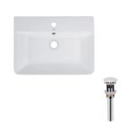 Раковина подвесная прямоугольная 600x420x140 мм White + Донный клапан PU02O