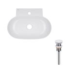 Раковина подвесная/накладная овальная 565х400х130 мм White + Донный клапан PU02