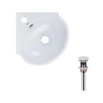 Раковина подвесная угловая овальная 380x360x130 мм WHITE + Донный клапан PU02O