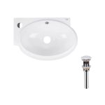 Раковина подвесная овальная левая 430x290x140 мм White + Донный клапан PU02O