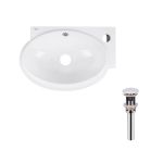 Раковина подвесная овальная правая 430x290x140 мм White + Донный клапан PU02O