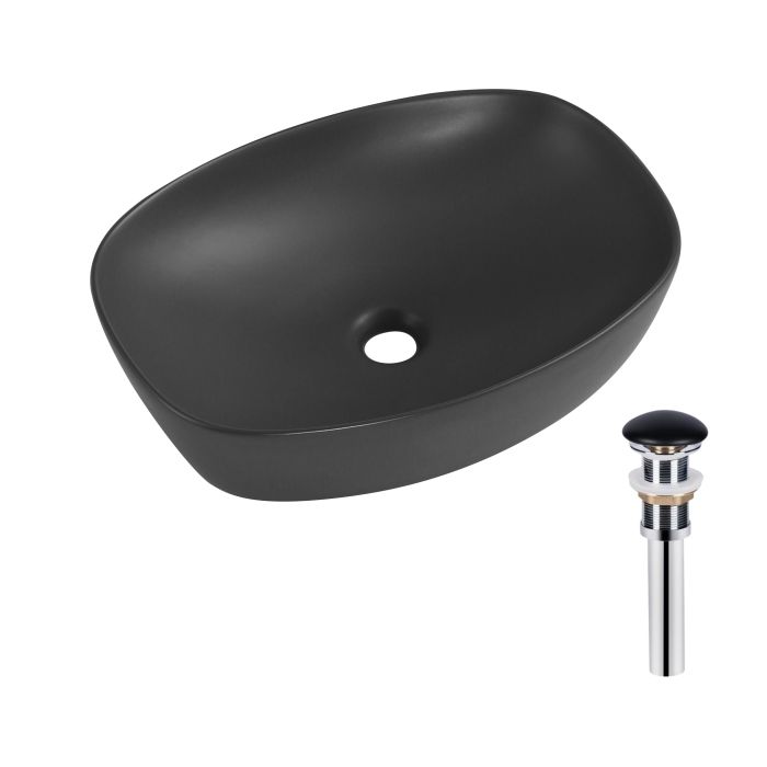 Раковина накладная Qtap Robin 500х380х140 мм, Anthracite, прямоугольная, с донным клапаном QT04116302AN