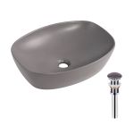 Раковина накладная Qtap Robin 500х380х140 мм, Stone grey, прямоугольная, с донным клапаном QT04116302SG