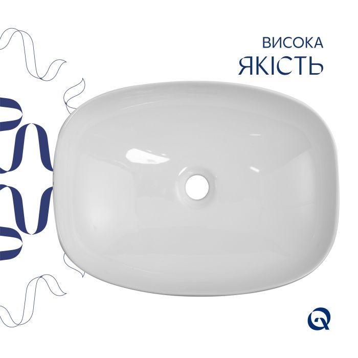 Раковина накладная Qtap Robin 500х380х140 мм, Marble, прямоугольная, с донным клапаном QT04116302MR