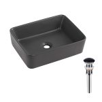 Раковина накладная Qtap Tern 480x370x135 мм, Anthracite, прямоугольная, с донным клапаном QT17116069AN