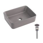 Раковина накладная Qtap Tern 480x370x135 мм, Stone grey, прямоугольная, с донным клапаном QT17116069SG