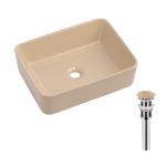 Раковина накладная Qtap Tern 480x370x135 мм, Beige, прямоугольная, с донным клапаном QT17116069SB