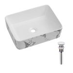 Раковина накладная Qtap Tern 480x370x135 мм, Marble, прямоугольная, с донным клапаном QT17116069MR