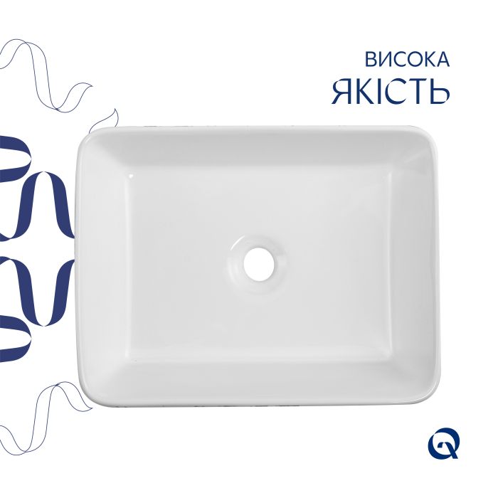 Раковина накладная Qtap Tern 480x370x135 мм, Marble, прямоугольная, с донным клапаном QT17116069MR