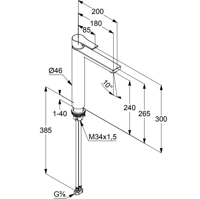 Змішувач для умивальника 240 DN 15 Zenta SL 482563965 Kludi