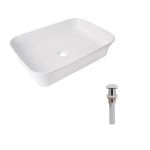 Раковина накладная 560x380x130 мм, White, прямоугольная + Донный клапан Pop-up PU02