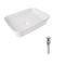 Раковина накладная 560x380x130 мм, White, прямоугольная + Донный клапан Pop-up PU02