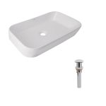 Раковина накладная 550x390x120 мм, White, прямоугольная + Донный клапан Pop-up PU02