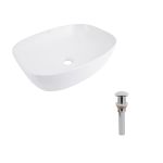 Раковина накладная 600x380x140 мм, White, овальная + Донный клапан Pop-up PU02
