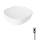 Раковина накладная 425x425x140 мм, White, квадратная + Донный клапан Pop-up PU02