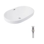 Раковина врезная 610x405x185 мм, White, овальная + Донный клапан Pop-up PU02O